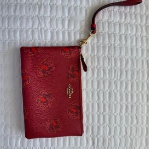 Coach Red Floral Pattern Wristlet